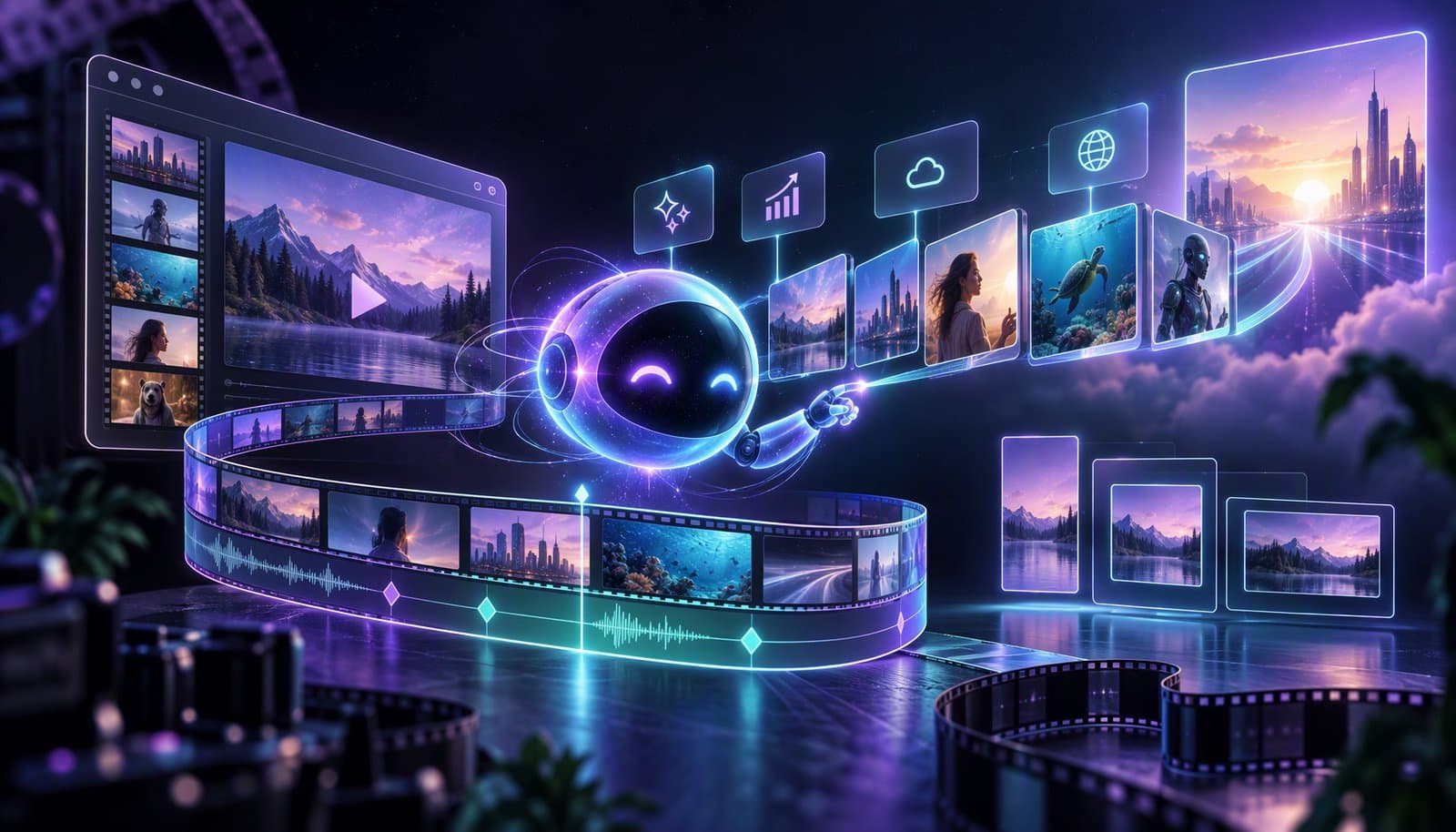 Editorial illustration for AI Video Editing Trends to Watch in 2026